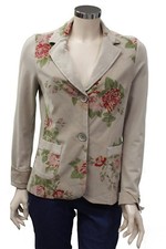 Giacca di velluto beige da donna Forza9 fantasia floreale manica lunga bottoni