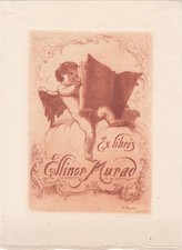 Exlibris Bookplate Radierung Horatio Gaigher 1870-1938 Putto Wolke Lesende