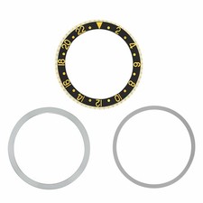 LUNETTA,INSERTO,TENUTA PER ROLEX GMT ORO VERO 18KY 1675 16750 16753 16758 NERO