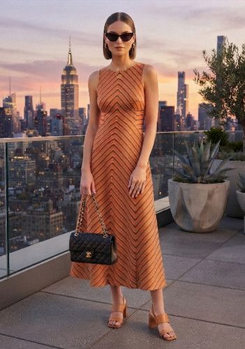 Zara brown striped linen - brown,
