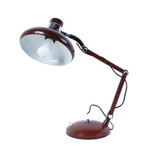 Lampada da tavolo Industriale in ferro marrone con bracci inclinabili, anni '60