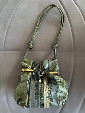 Borsa donna Silvano Biagini in pitone verde con lumeggiature dorate