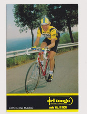 CYCLISME carte cycliste MARIO CIPOLLINI équipe DEL TONGO mele VAL DI NON 1989
