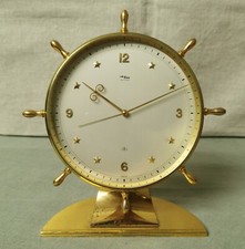 Imhof 8-days 15 Jewels Swiss Wind-up Table Clock Brass Silver Dial - 1960s