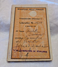 1943 FOGGIA  TESSERA FASCISMO FERROVIE DELLO STATO MINISTERO DELLE FINANZE