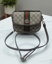Gucci Ophidia a spalla  GG Supreme beige ed ebano con finiture in pelle marrone 