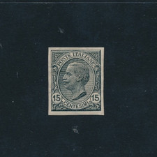 Italia Regno 1919 Leoni  15 c. non dentellato n.108d MH* firma Giulio Bolaffi