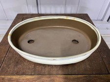 Vaso per bonsai giapponese Tokoname 29 cm × 21 cm x 6,5 cm ellisse vintage...