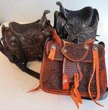 Borsa da donna in pelle stile western con sella - spazzolata look antico vecchio stile!