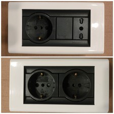 PLACCA BIANCA 4 POSTI 4724 4754 SCHUKO UNEL 4440 BTICINO LIVING CLASSIC STOCK