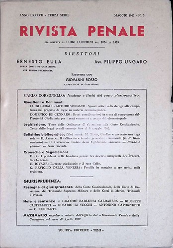Rivista penale anno lxxxvii - rivista, penale.
