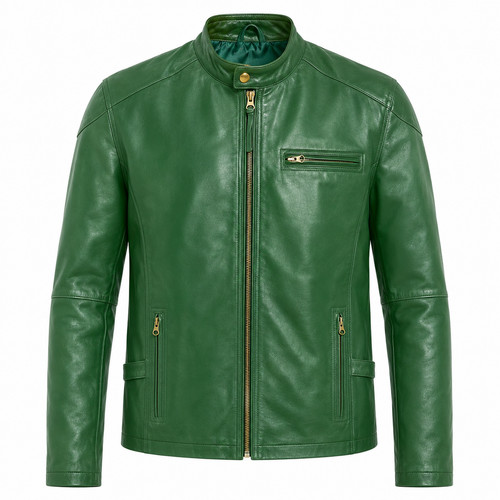 Giacca pelle verde uomo - giacca, da