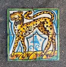 Mattonella riggiola ghepardo leopardo Caltagirone Sicilia terracotta maiolica