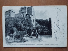TIVOLI -ROMA -GIARDINO NELLA VILLA D'ESTE 1903 VIAGG.  CARTOLINA D'EPOCA