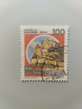 Francobolli rari della serie castelli d'italia castello aragnese-ischia 100lire 