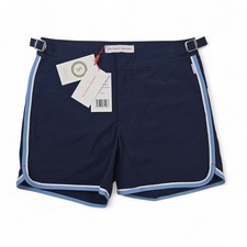 Pantaloncini da bagno corti Orlebar marroni setter allacciati da uomo taglia 28 designer Portogallo 