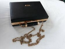 BORSETTA BORSA DONNA SEGUE CON TRACOLLA A CATENA ORO E NERO BORSA RIGIDA USATO 