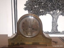 Antico orologio meccanico da camino GUSTAV BECKER in ottone, doppio meccanismo