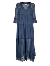 030 abito donna voile cotone a balze blu NICE GUNO/N MADE IN ITALY