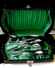 Antico set manicure da viaggio Royal Artistic Art Nouveau argento ebano raso in scatola