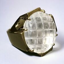 Anello a cupola quarzo cristallo 18 carati DAVID WEBB piscina cristallo di roccia intagliato misura 7