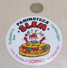 (0467) Adesivo originale autocollant sticker anni '70 '80 paninoteca SLEM Loano