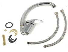 Rubinetto X Lavello Cucina Miscelatore Canna Alta Ottone Cromato Mono Comando