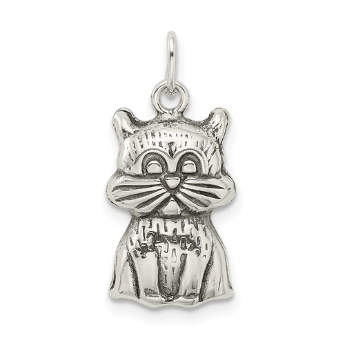 Ciondolo gatto antico - , argento