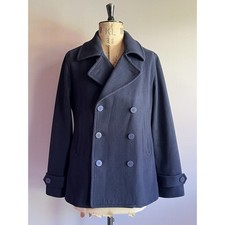 Superdry Peacoat Uomo Taglia XL Cappotto Lana Navy Militare