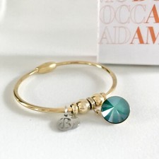 BOCCADAMO BRACCIALE RIGIDO DORATO SWAROVSKI VERDE SMERALDO PIETRA PENDENTE