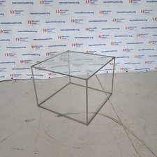 Tavolino Vintage Quadrato Acciaio e Vetro Italia Design Anni 80 Originale