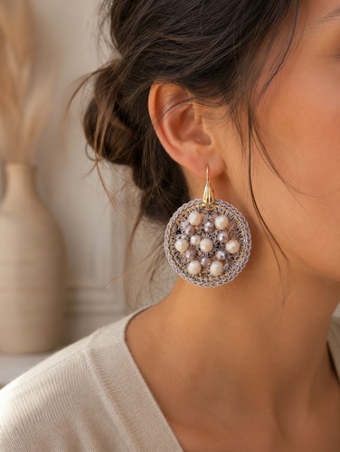Orecchini uncinetto filo lurex
