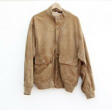 Giacca bomber vintage in pelle scamosciata color cammello taglia 54