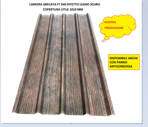 Lamiera grecata 540 legno - ft,