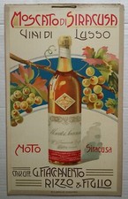 MOSCATO DI SIRACUSA Noto locandina pubblicitaria cartonata anni 20 Vino Enologia