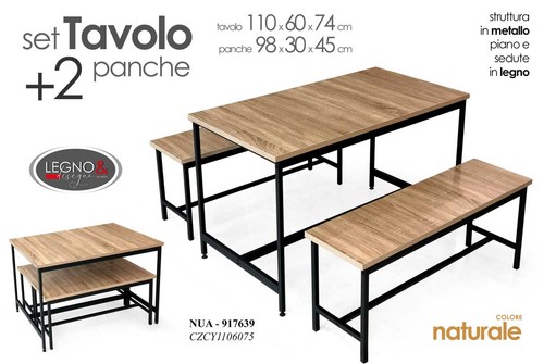 Tavolo panche metallo piano - 2,