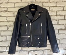 Giacca di pelle nera Saint Laurent L01 FR 46 Hedi Slimane 2014-2015