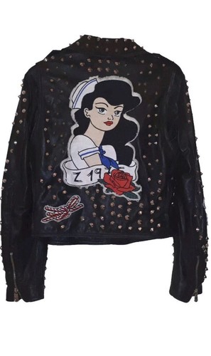 Giacca biker pelle nera zara - pelle,