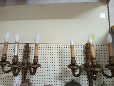 coppia appliques bronzo d'orato tre luci 