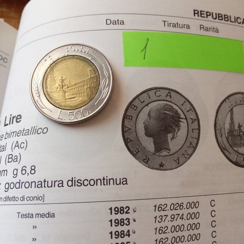 Moneta 500 lire - da, 1982