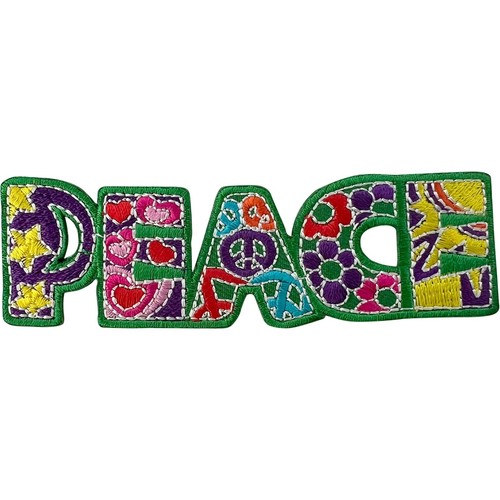 Green peace sign patch - green,