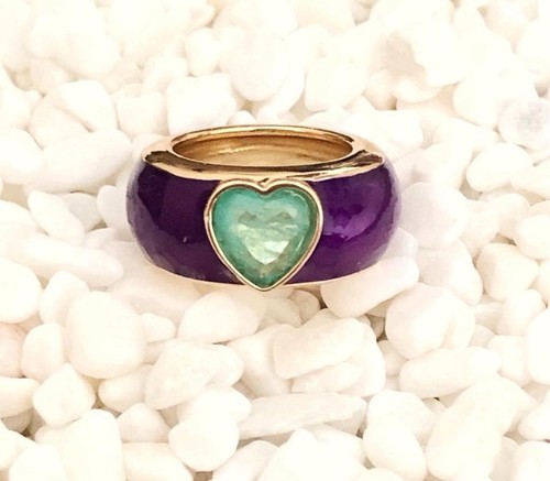 Anello cuore smeraldo - anello, argento
