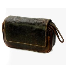 BREBBIA BORSELLO PELLE STAMPATA TIPO RETTILE 3 PIPE E TABACCO 10097