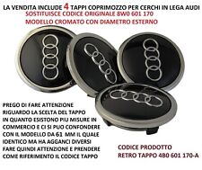 4 tappi audi 69mm coprimozzo cerchi lega a3 a4 a5 a6 rs4 q5 q7 s4 nero argento