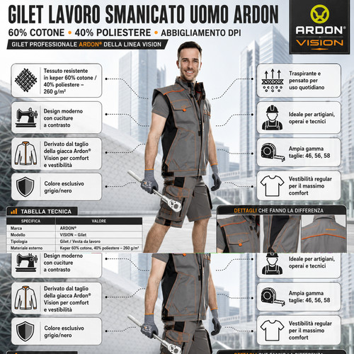 Gilet lavoro smanicato uomo - gilet,
