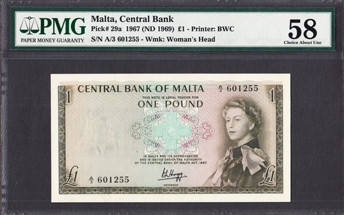 Malta one pound 1969 - 1969, qeii