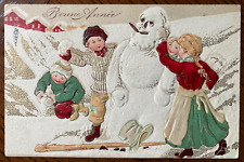 Pupazzo di neve - Rilievo - prägekarte, Embossed, Schneemann, Schneebälle - PFB