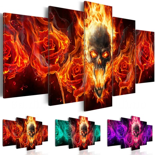 Teschio fuoco quadro tela - fuoco,