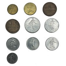 Francia vecchia moneta dal 1960 al 1985