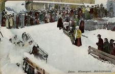 200111 antica cartolina slittino neve davos wintersport bob tassata